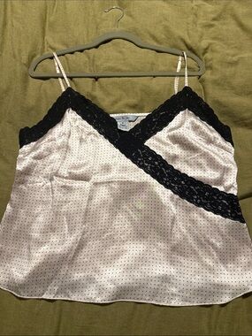 mac & jac Silk Polka Dot Cami Top - White and Black Lace